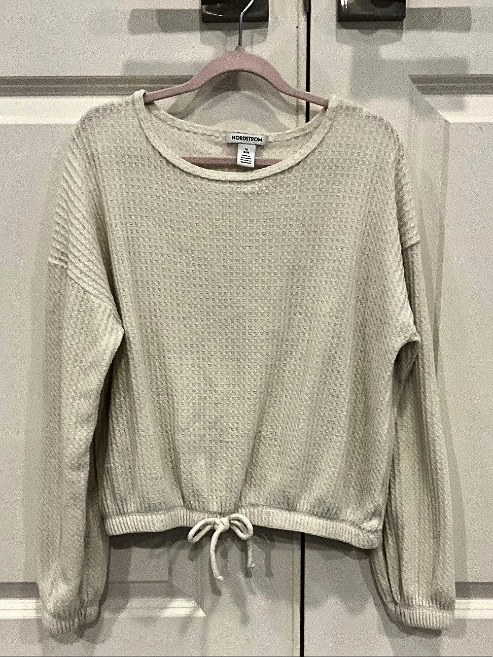 Girls Nordstrom Cream Textured Knit Sweater Size Medium 8-10 Like New